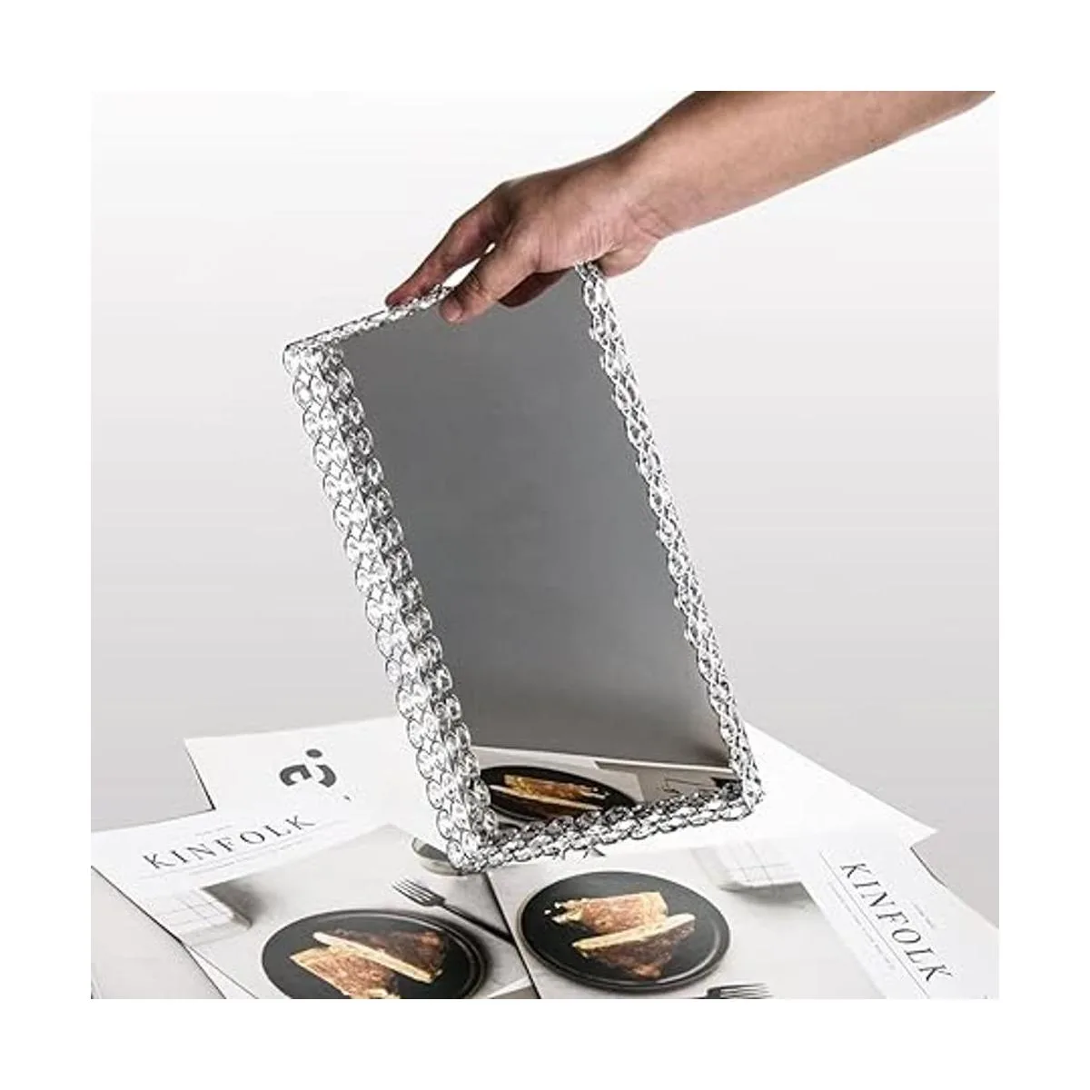 Feyarl Bandeja grande de cristal para tocador con espejo_7