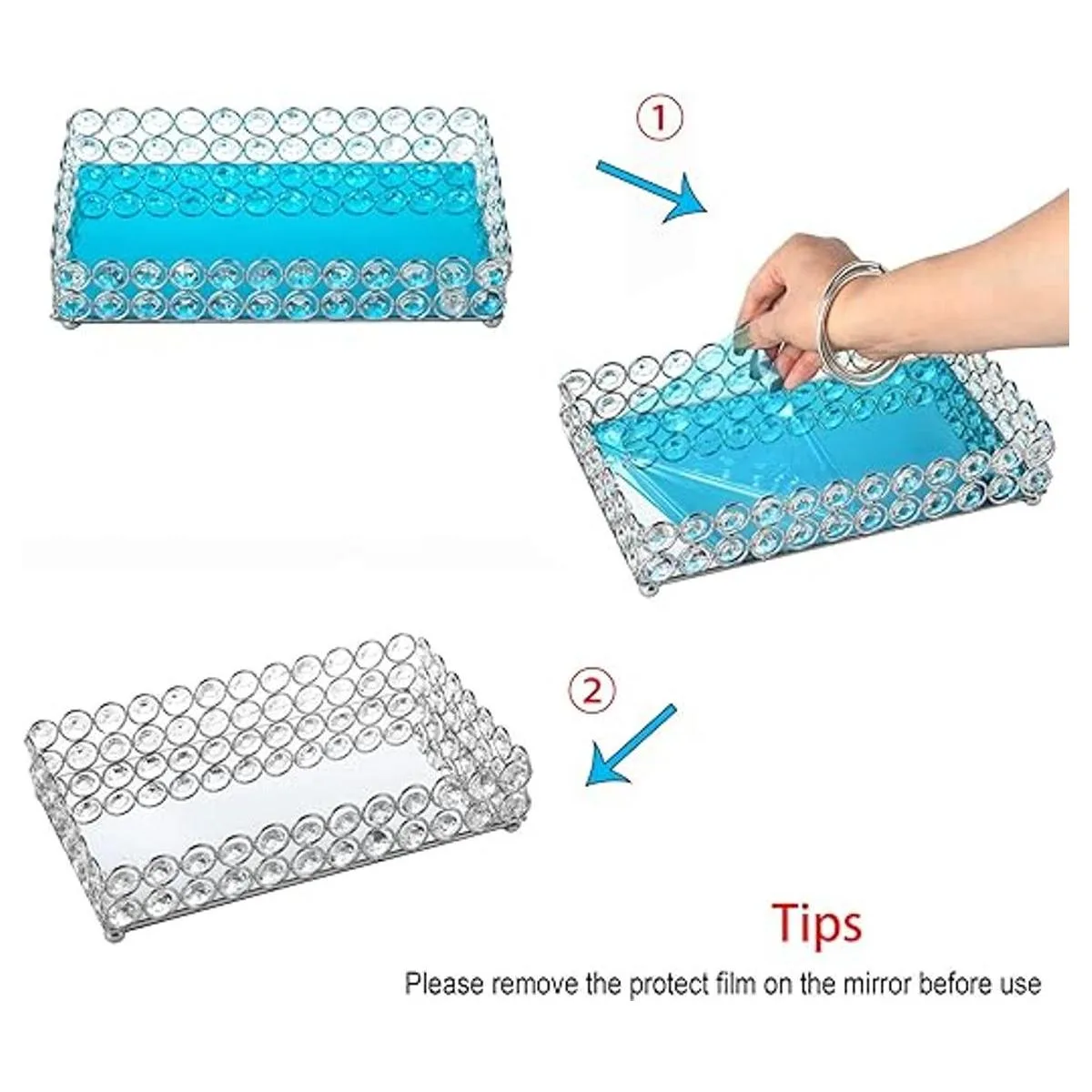 Feyarl Bandeja grande de cristal para tocador con espejo_2