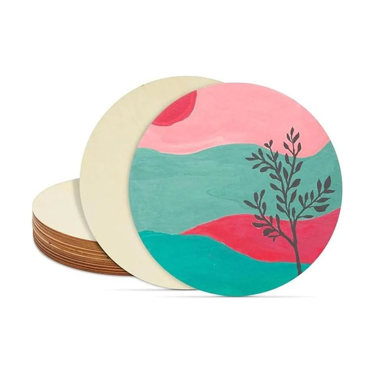 Juvale Paquete de 12 círculos de madera sin terminar de 6_2