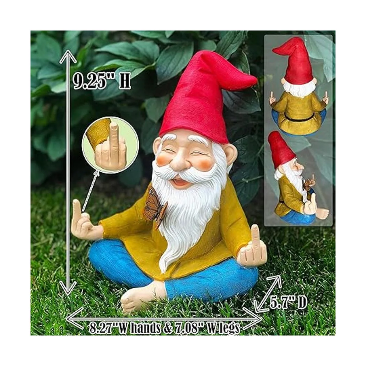 Gnomo de jardín Estatua de gnomo Zen 9.25 pulgadas de_2