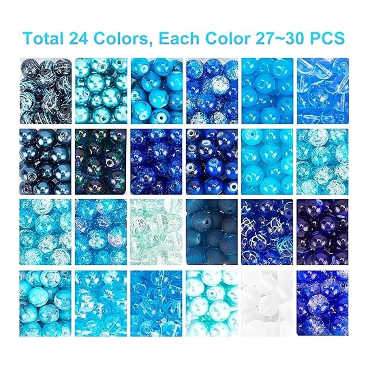 PH PandaHall 648 cuentas de vidrio azul de 24 colores de_4