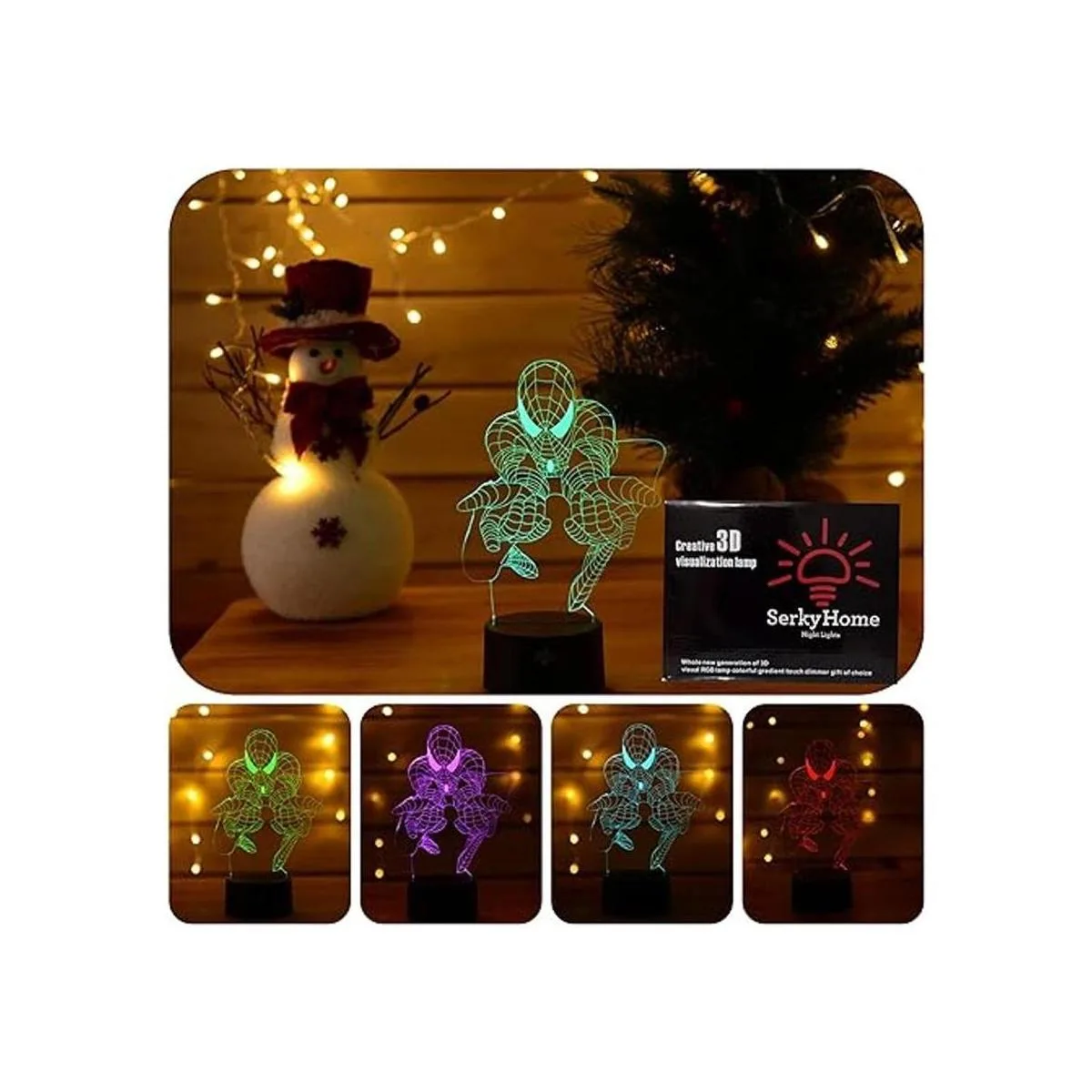 SerkyHome Luz nocturna de ilusión 3D para niños 7 colores_3