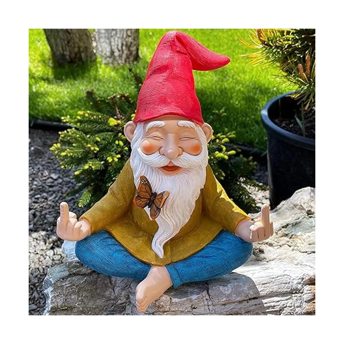 Gnomo de jardín Estatua de gnomo Zen 9.25 pulgadas de_5