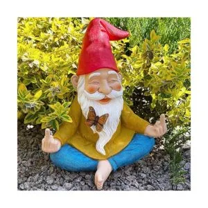 Gnomo de jardín Estatua de gnomo Zen 9.25 pulgadas de_4