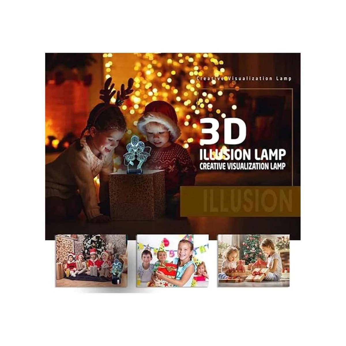SerkyHome Luz nocturna de ilusión 3D para niños 7 colores_2