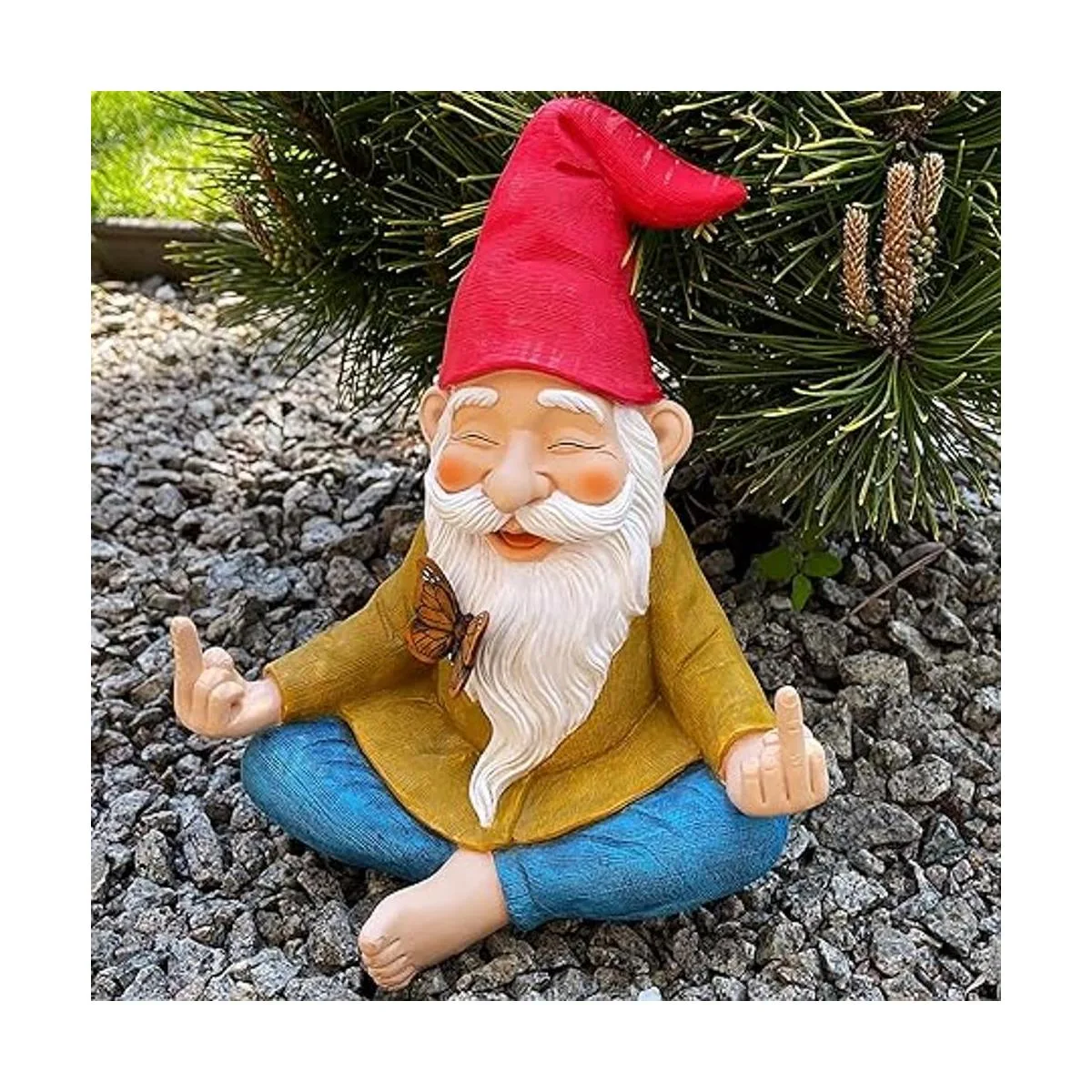 Gnomo de jardín Estatua de gnomo Zen 9.25 pulgadas de_3