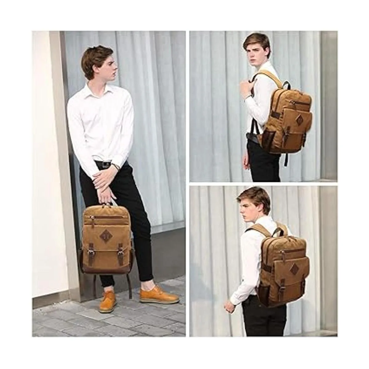 Mochila de lona para hombres y mujeres mochila vintage_6