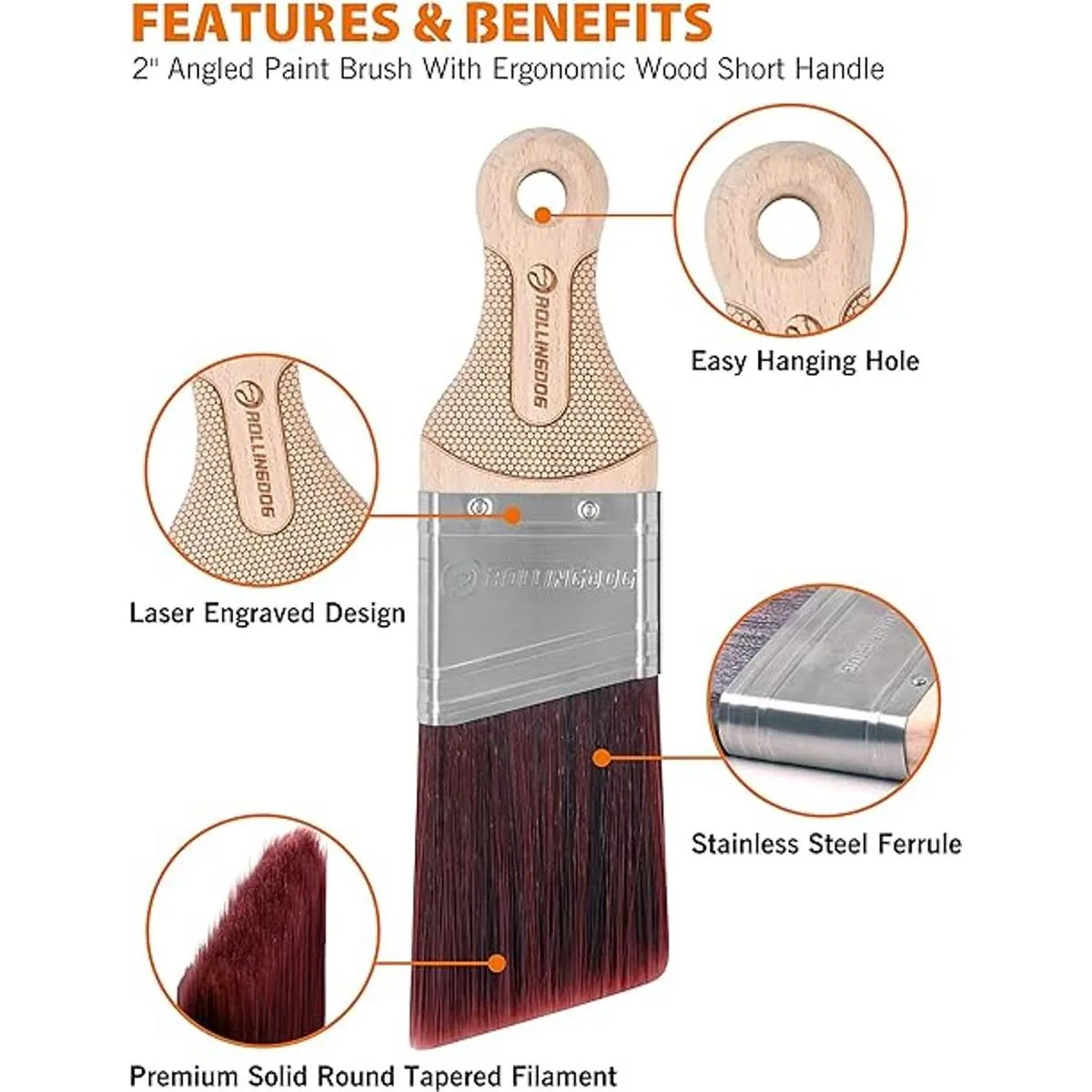 ROLLINGDOG Pincel de pintura en ángulo de 2 pulgadas con_2
