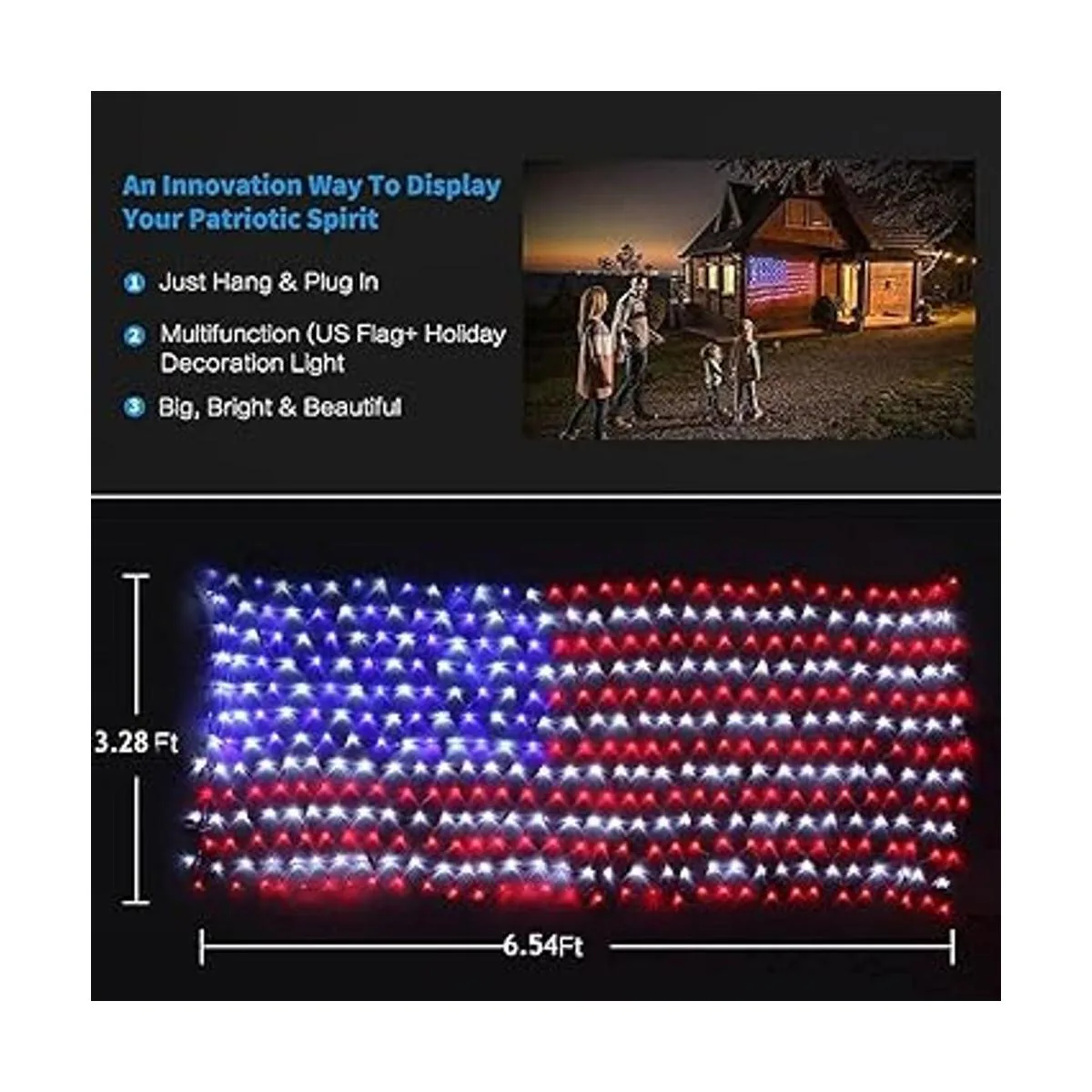 MZD8391 Luces de bandera estadounidense 420 LED_2