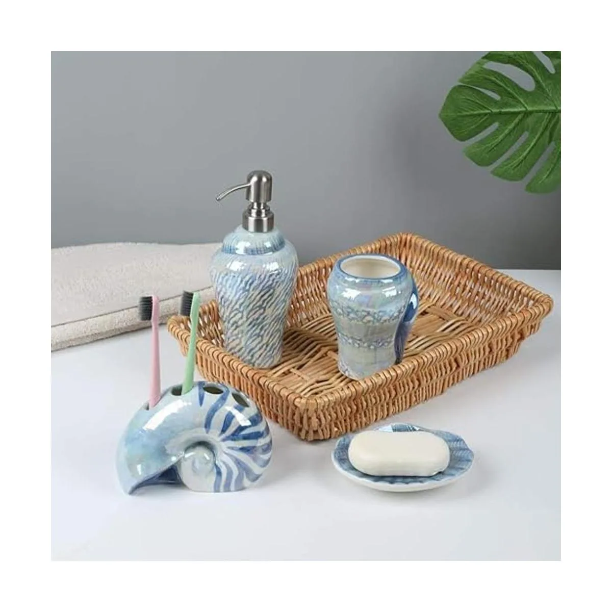 FORLONG Ocean Conch Juego de 4 accesorios de baño de_2