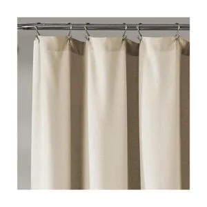 Lush Decor Cortina de ducha de lino mezcla de lino de_3