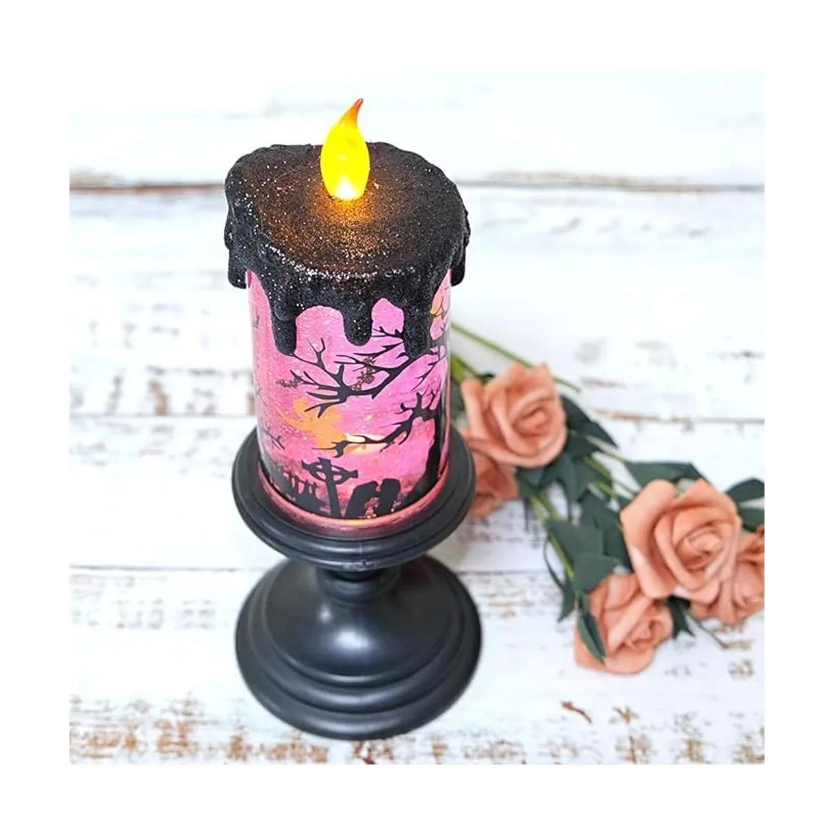 Eldnacele Velas de globo de nieve de Halloween lámpara_4