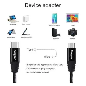 Fasgear Cable USB C a micro USB de 3.3 ft de nailon_2