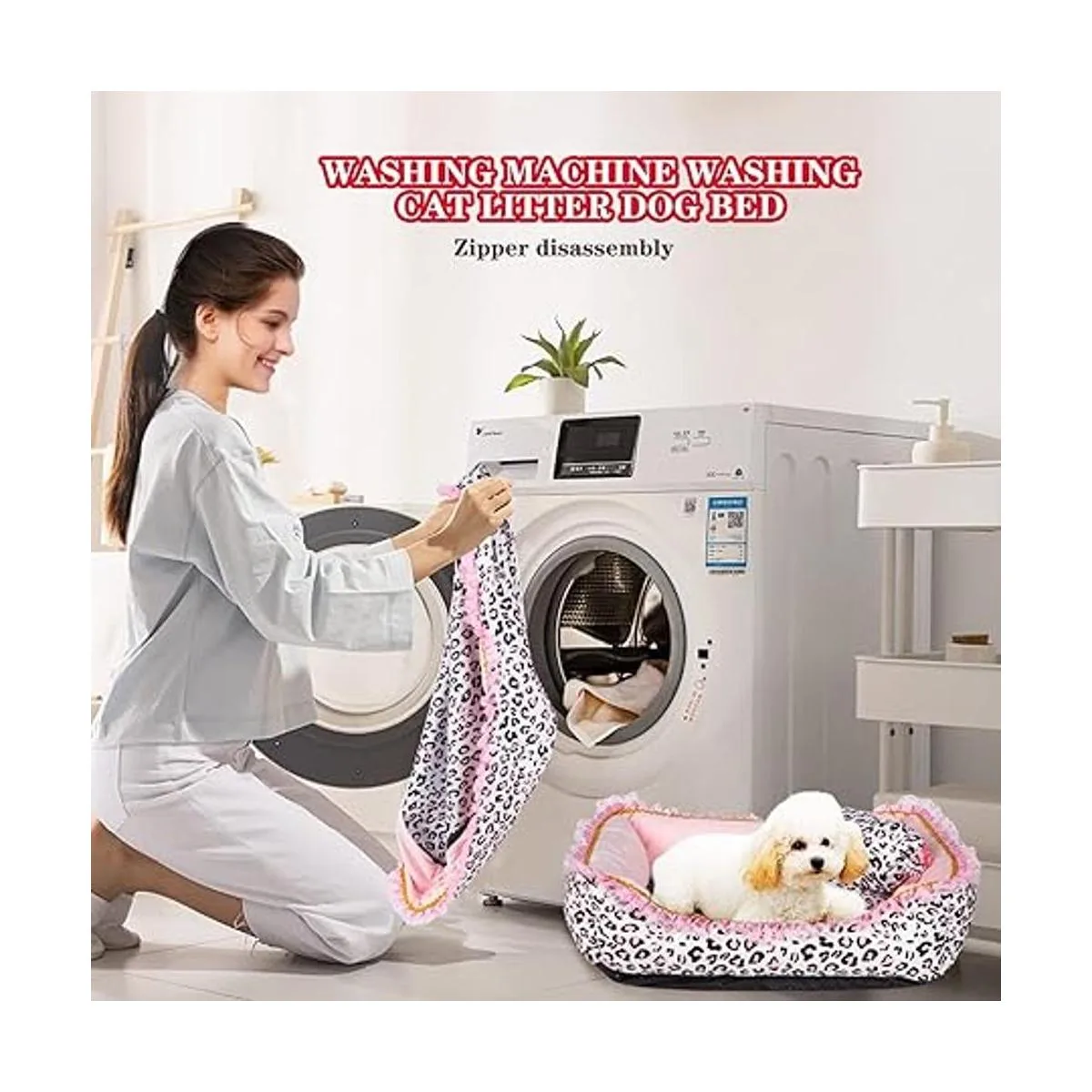 Lindo tapete de dormir rosa para cachorros con patrón de_4