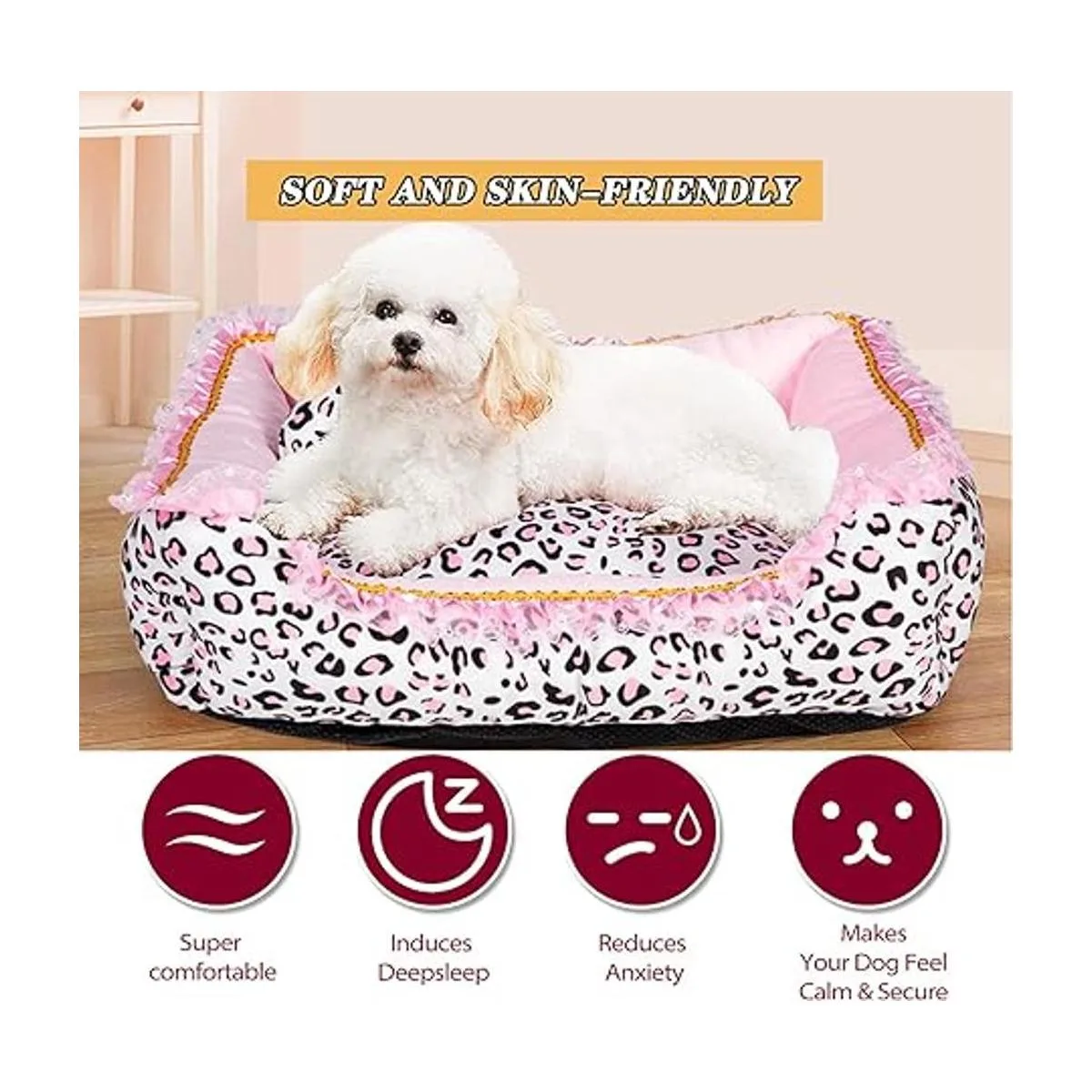 Lindo tapete de dormir rosa para cachorros con patrón de_2