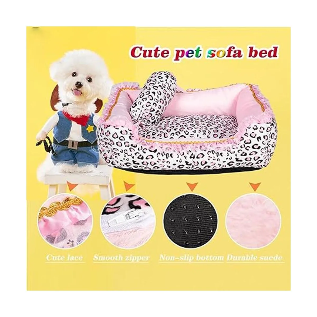 Lindo tapete de dormir rosa para cachorros con patrón de_3