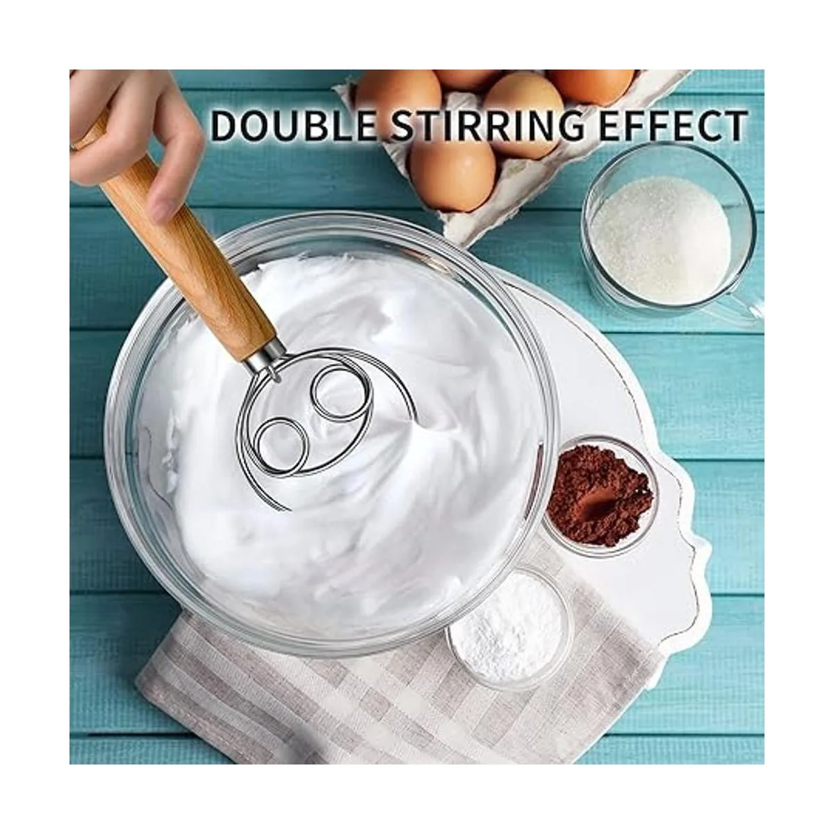 TEEVEA Batidor de masa danés de acero inoxidable batidor_4