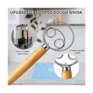 TEEVEA Batidor de masa danés de acero inoxidable batidor_2