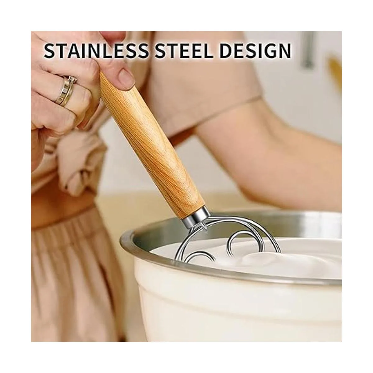 TEEVEA Batidor de masa danés de acero inoxidable batidor_5