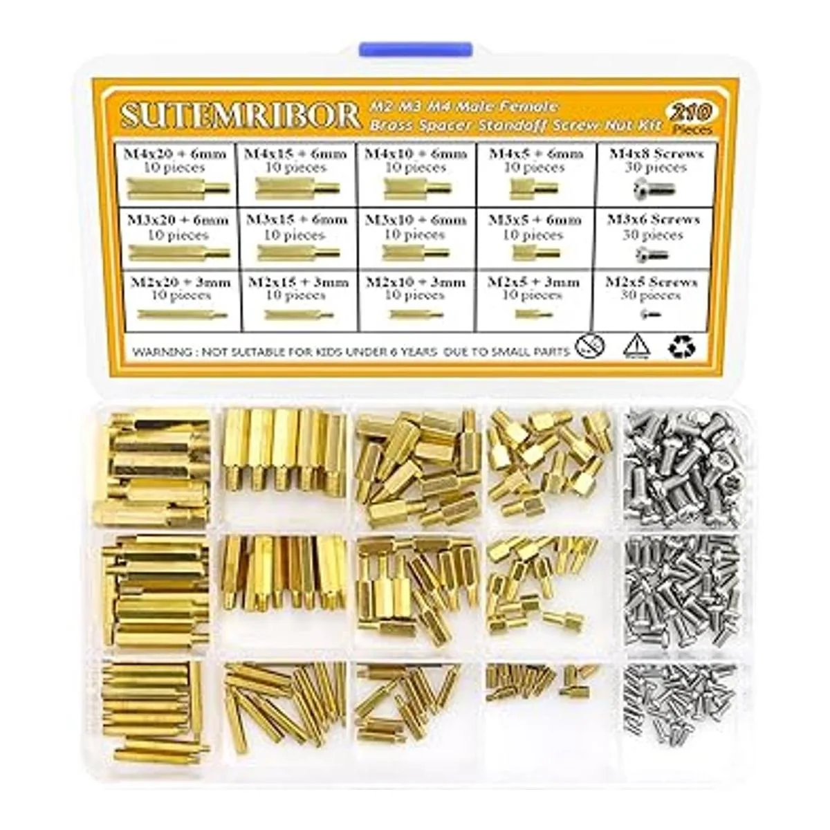 Sutemribor 420PCS M2 M3 M4 Macho Hembra Hexagonal Latón_3