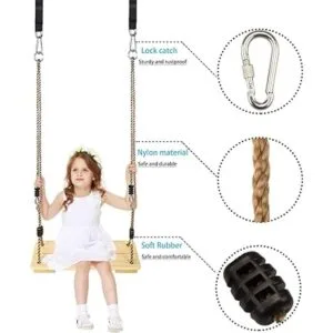 KINSPORY Juego de columpio de madera para niños cuerda_4