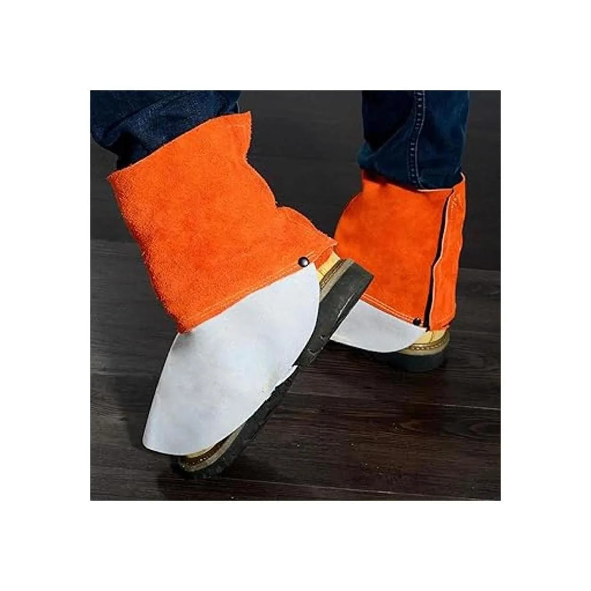 QeeLink Patines de soldadura de cuero resistentes al_5