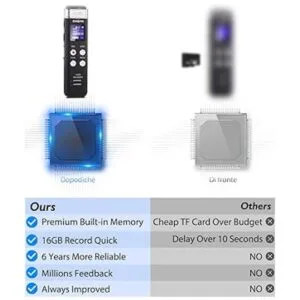 Grabadora de voz digital de 16 GB de EVISTR Grabadora de_4