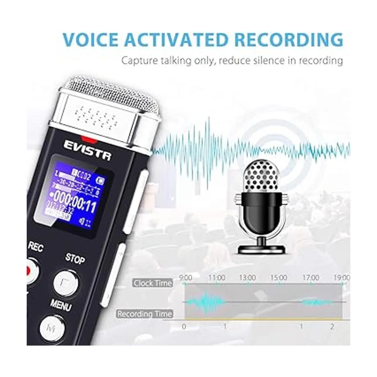 Grabadora de voz digital de 16 GB de EVISTR Grabadora de_5