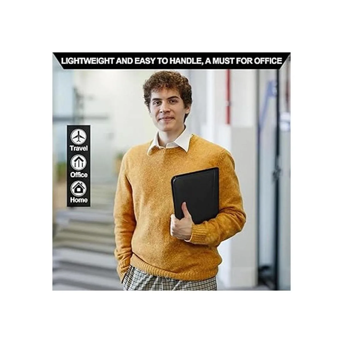 Godery Padfolio Portafolio Mini carpeta de cuero con_2