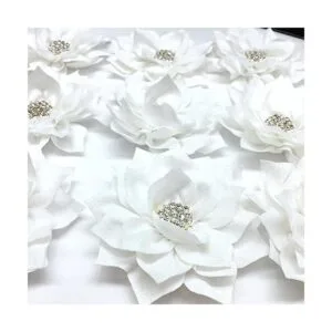 PEPPERLONELY Juego de 10 flores blancas de tela con_2