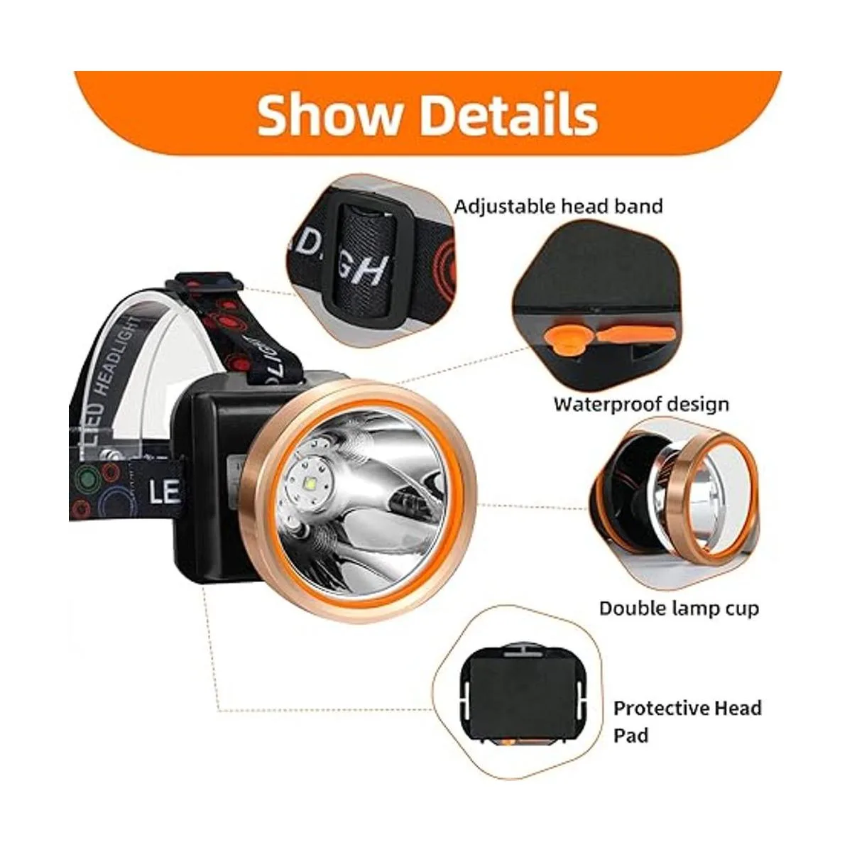 Superbright Linterna frontal LED con 2 modos de luz_3