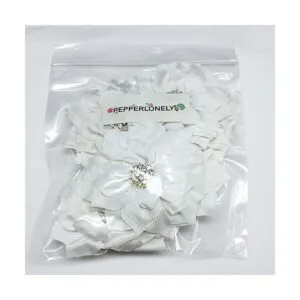 PEPPERLONELY Juego de 10 flores blancas de tela con_3