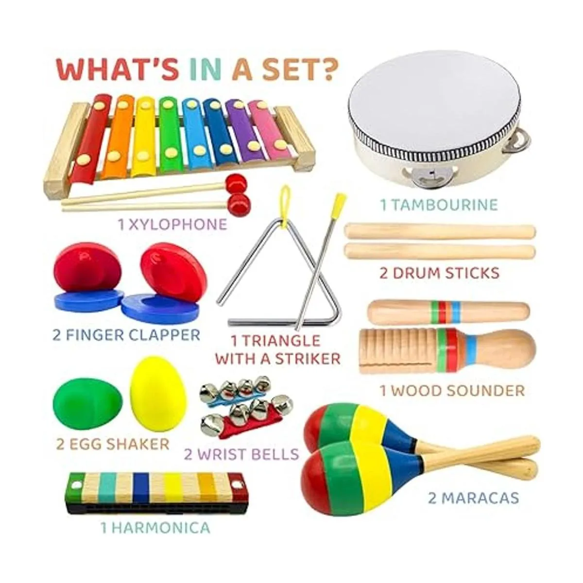 Stoies Juego de 19 instrumentos musicales para niños_5