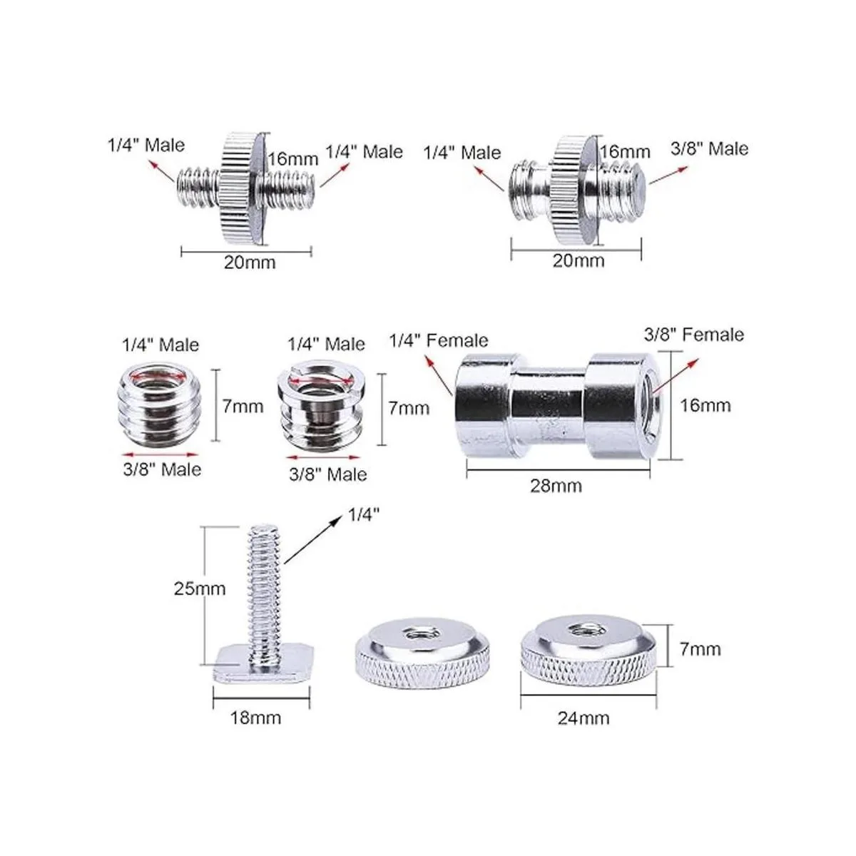 SUNMNS Juego de 27 tornillos roscados hembra macho_2
