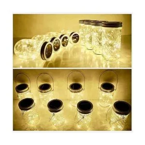 Guirnalda de luces solares con tapa de tarro de masón_4