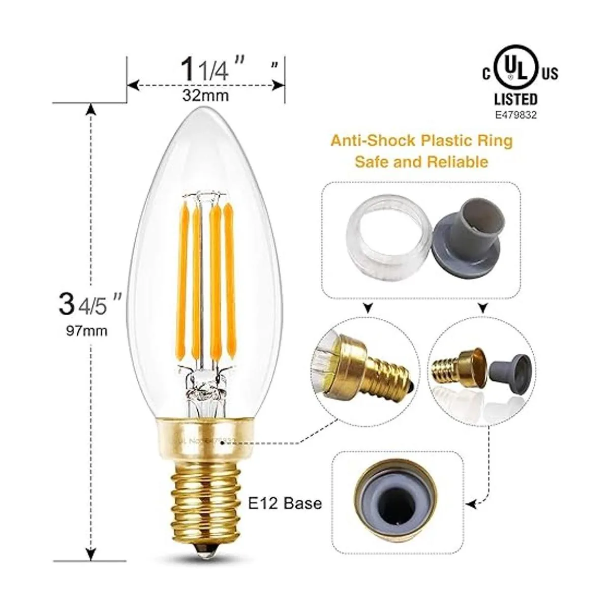 HIZASHI Bombilla LED E12 regulable equivalente a 40 W_2