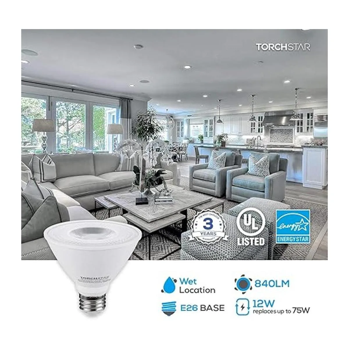 TORCHSTAR Paquete de 12 bombillas LED PAR30 de cuello_3