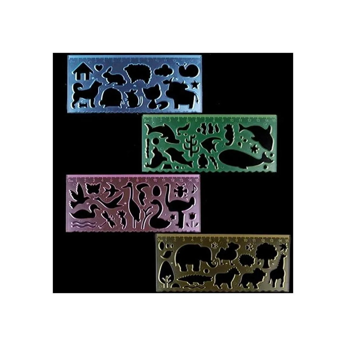 BronaGrand 4 plantillas de dibujo regla de plástico_5