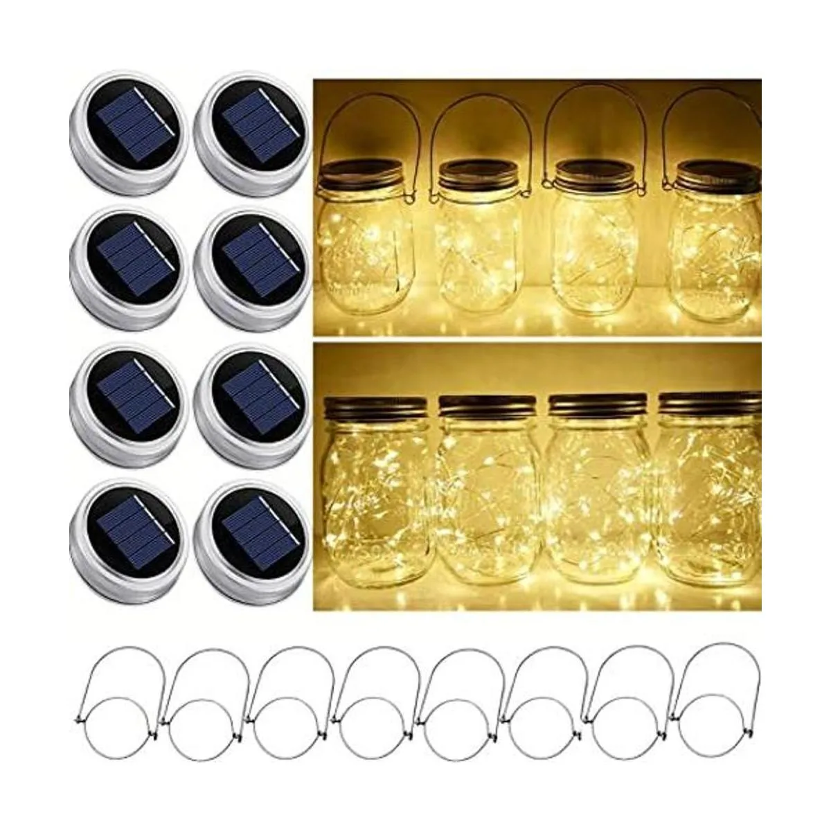Guirnalda de luces solares con tapa de tarro de masón_1