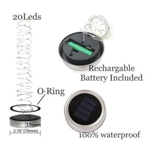 Guirnalda de luces solares con tapa de tarro de masón_3