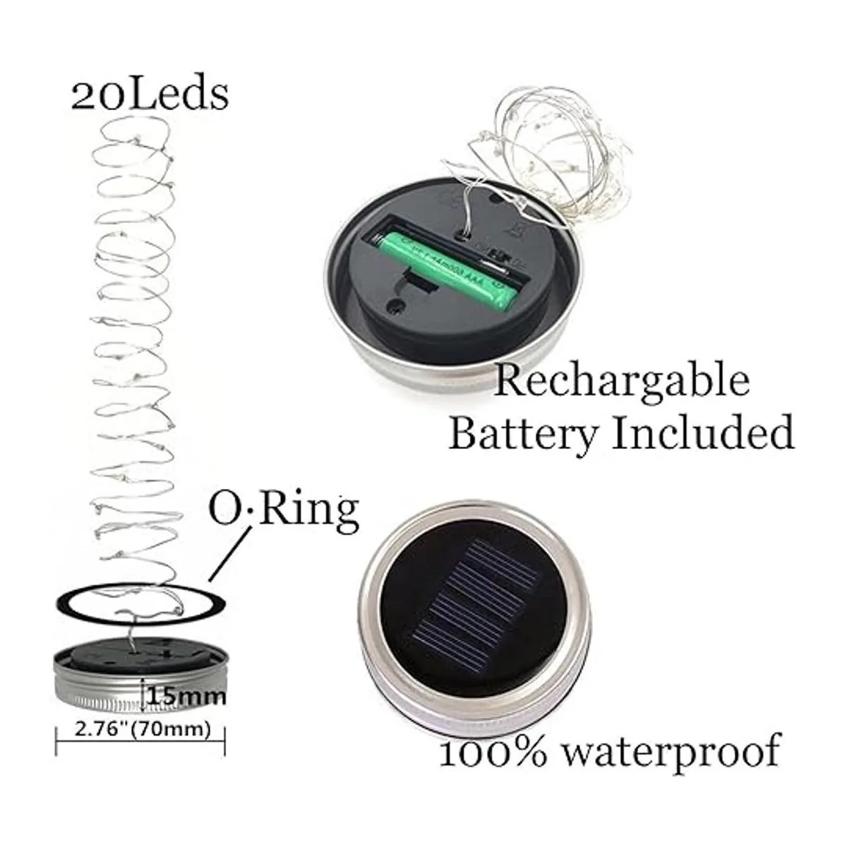 Guirnalda de luces solares con tapa de tarro de masón_3