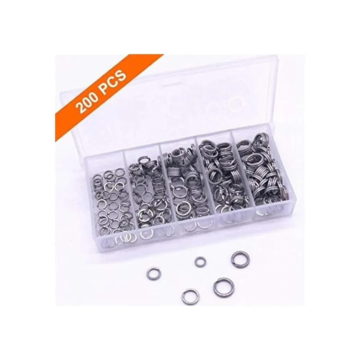 200 unids tamaño surtido anillos partidos pesca señuelo_5