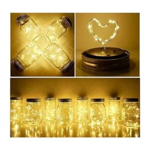 Guirnalda de luces solares con tapa de tarro de masón_6