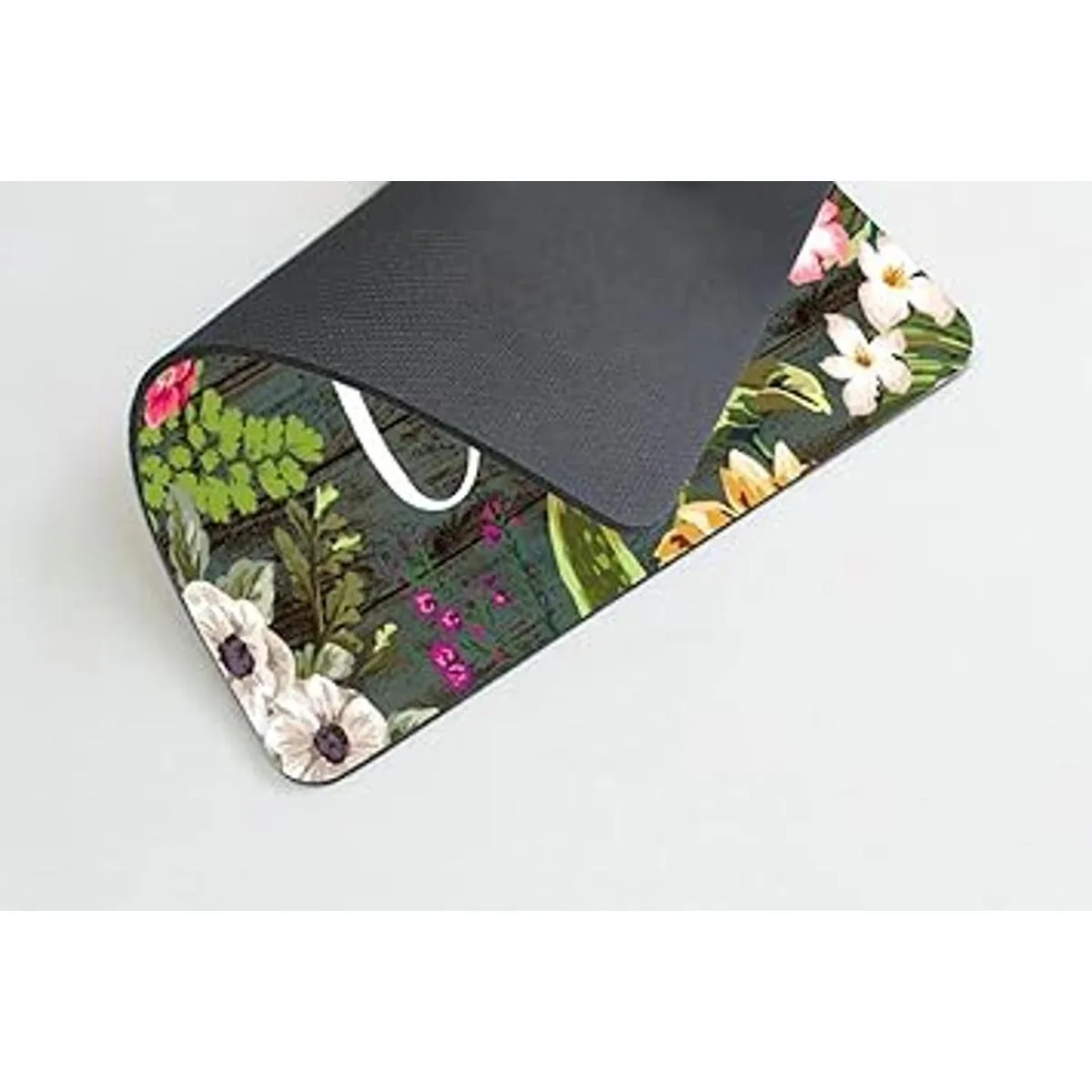 Alfombrilla Pingpi para mouse con diseño de flores y texto_3