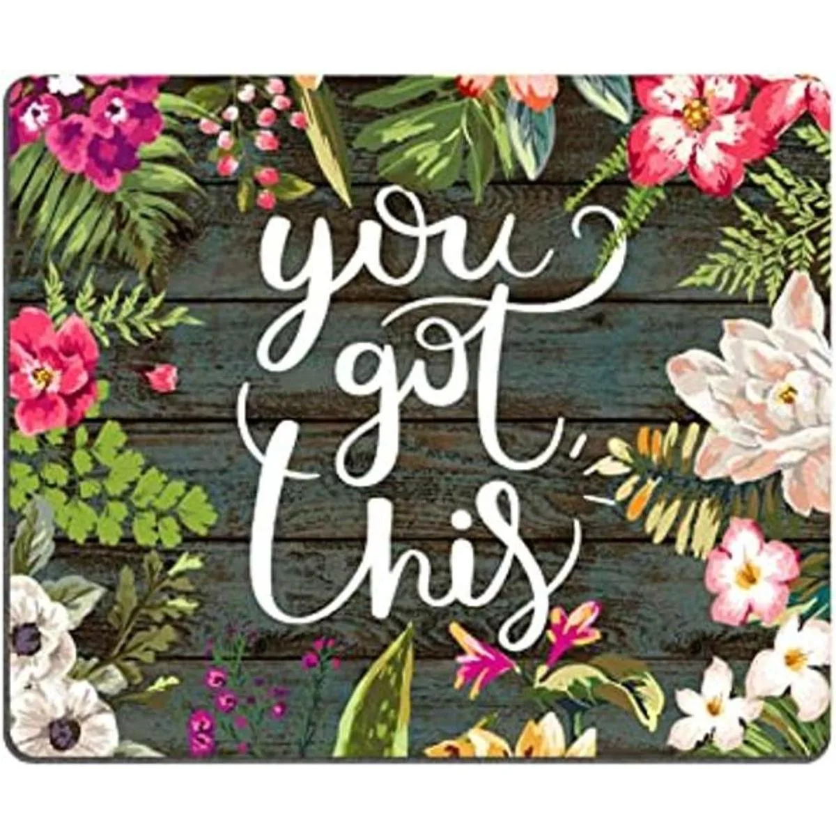 Alfombrilla Pingpi para mouse con diseño de flores y texto_1