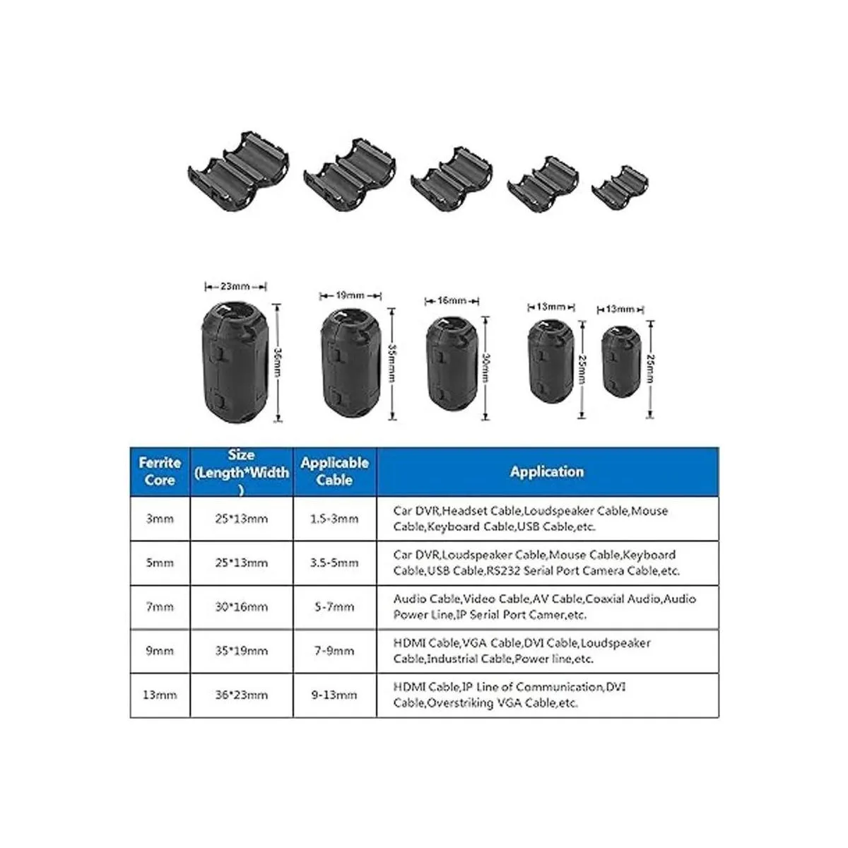 Ceedmon 20 piezas de anillo de ferrita con clip para_2