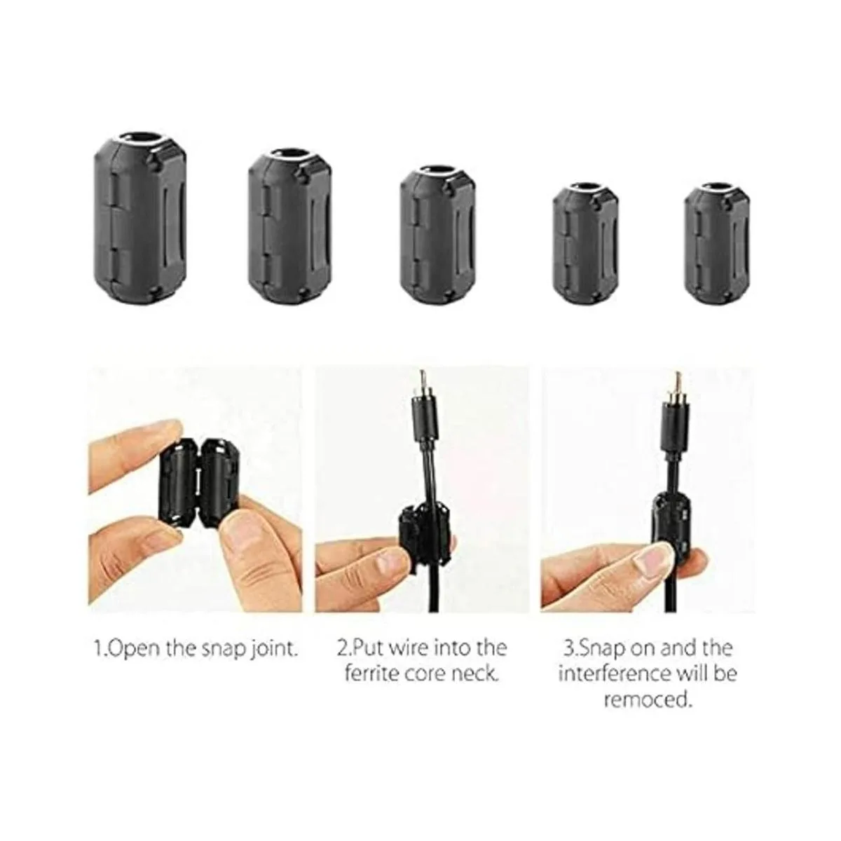 Ceedmon 20 piezas de anillo de ferrita con clip para_4