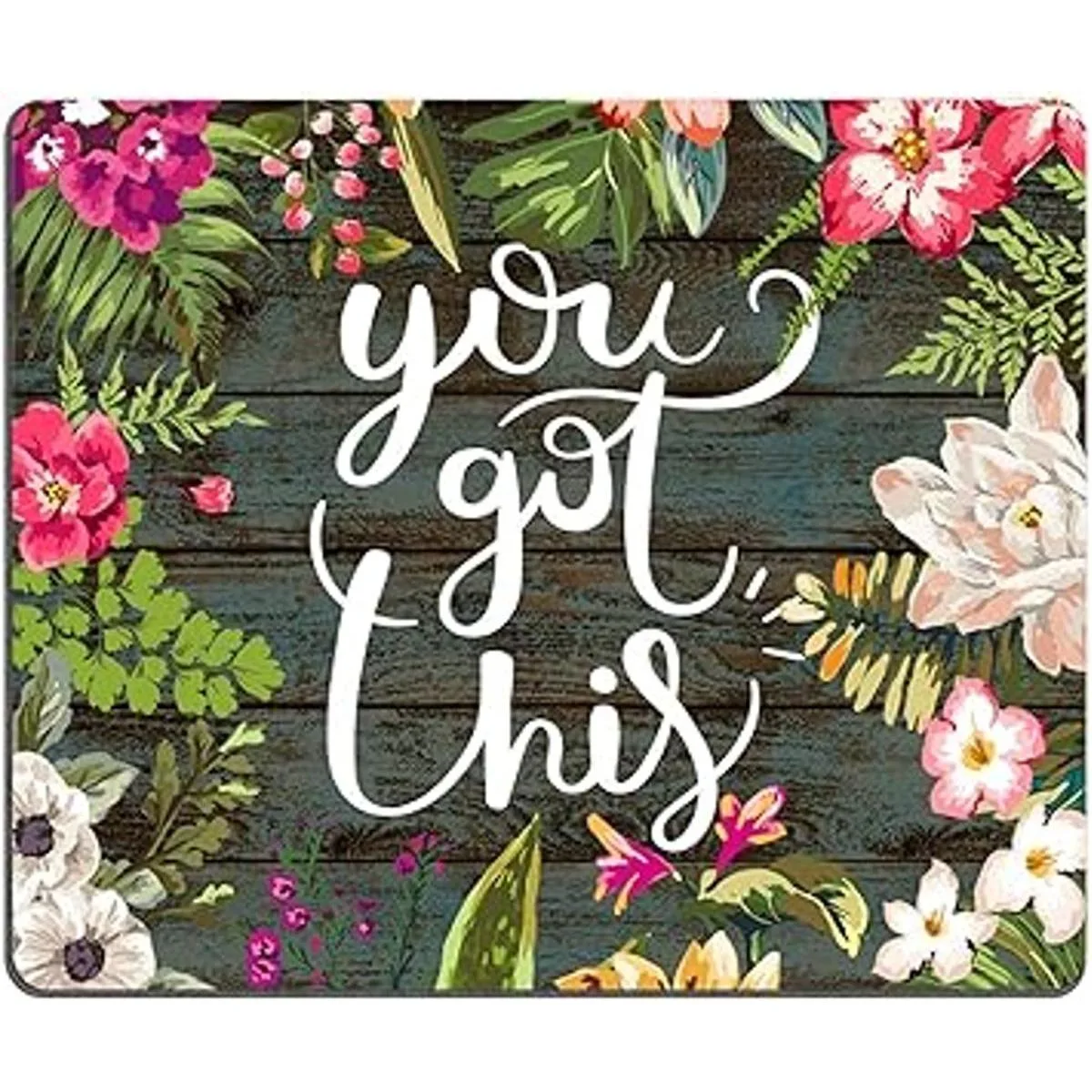 Alfombrilla Pingpi para mouse con diseño de flores y texto_5