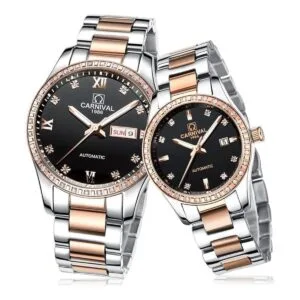 Par reloj mecánico automático de cristal zafiro reloj de_2