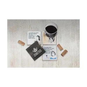 Juego y soporte de 4 posavasos divertidos para vino_4